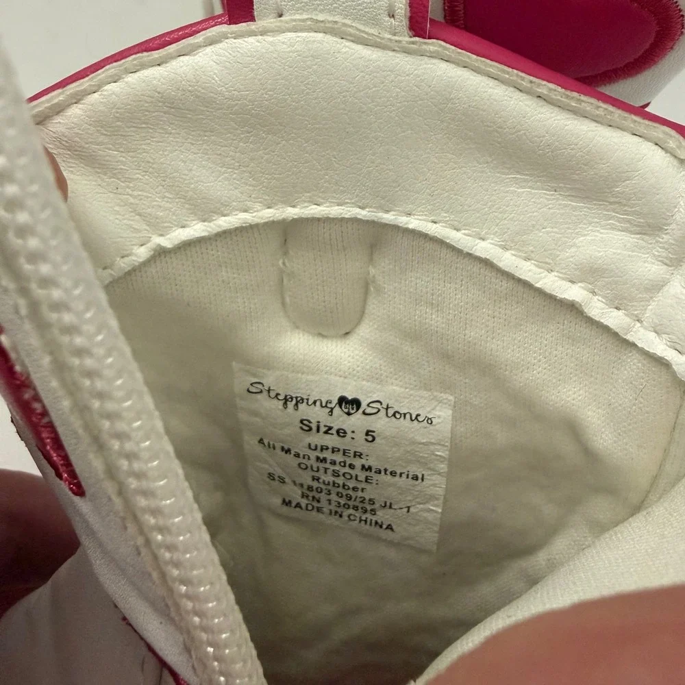 Stepping Stones Toddler Girls White Pink Heart Cowboy Western Boots Size 5